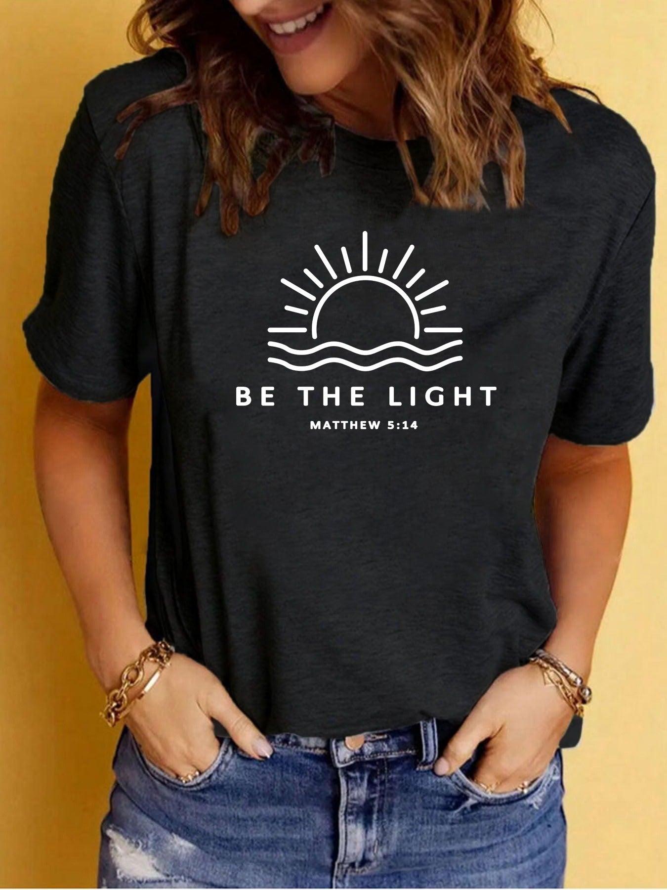 Zomerse T-shirt voor dames met print ronde hals en korte mouwen