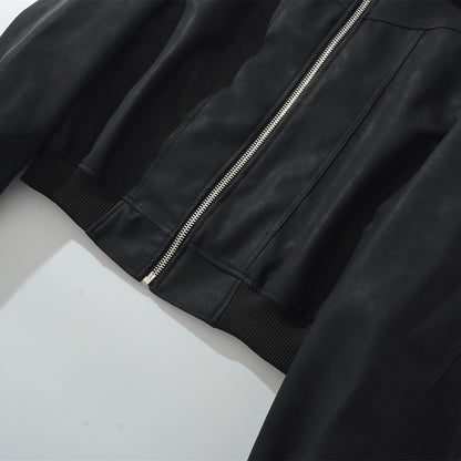 Street leisure bomber leather jacket