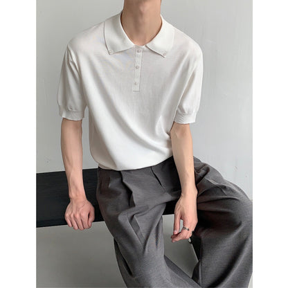 Gebreid poloshirt met korte mouwen voor heren