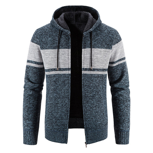 Spring and Autumn Men's Hooded Knitted Cardigan