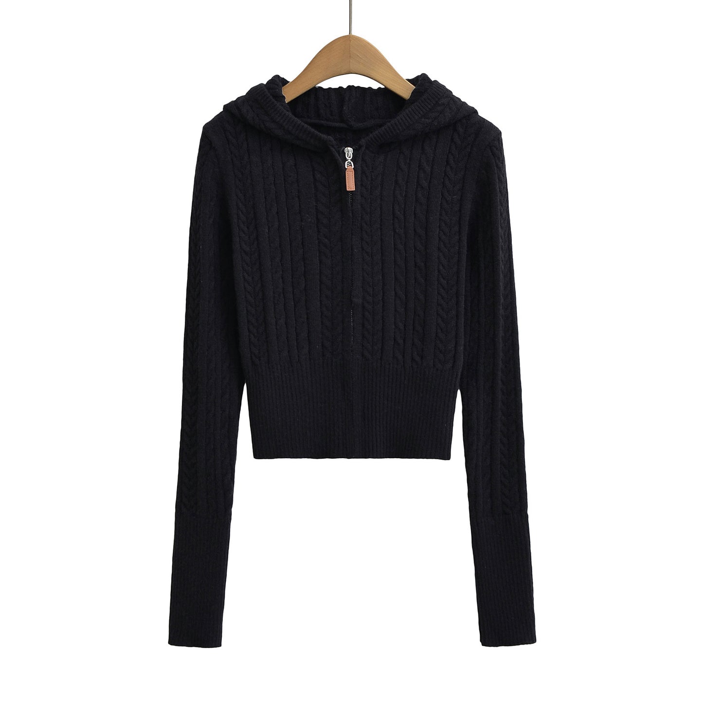 Vest met capuchon en lange mouwen en ritssluiting