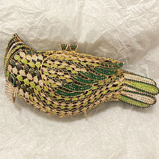 Clutch met spechtmotief en diamanten voor dames
