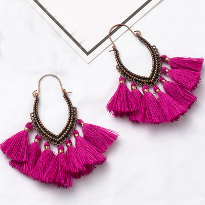 Fringe Vintage Boho Bohemian Ethnic Tassel Drop Dangle Hanging Earrings for Women Female Trendy Jewelry Accessories