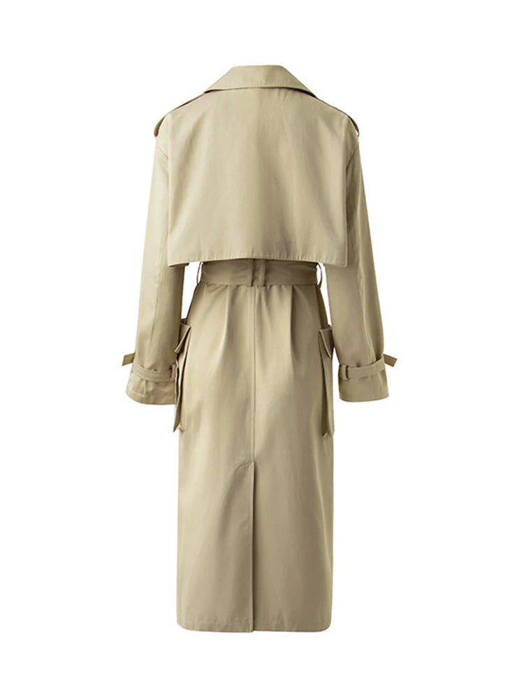 HIGH STREET Designer Elegante Dubbelbreasted Trenchcoat Met Zakken En Ceintuur