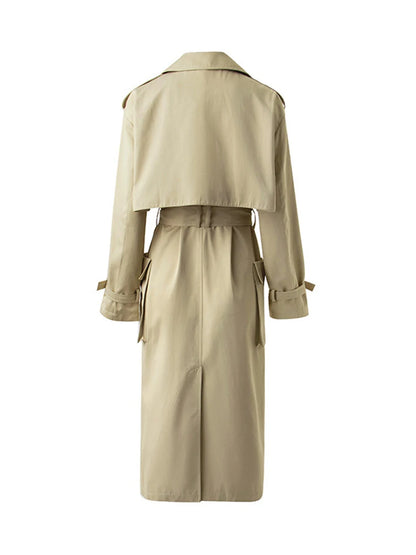 HIGH STREET Designer Elegante Dubbelbreasted Trenchcoat Met Zakken En Ceintuur