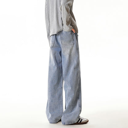 Vintage gewassen herenjeans met rechte pijpen