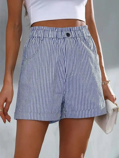 Shorts met hoge taille zakken en strepen