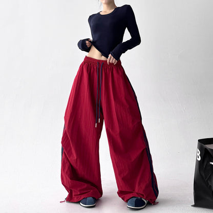 Retro Trendy Casual Pants Sporty Wide Leg Long Trousers