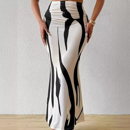 Zebra Print High-Waisted Bodycon Skirt Women's Trendy Fashion
