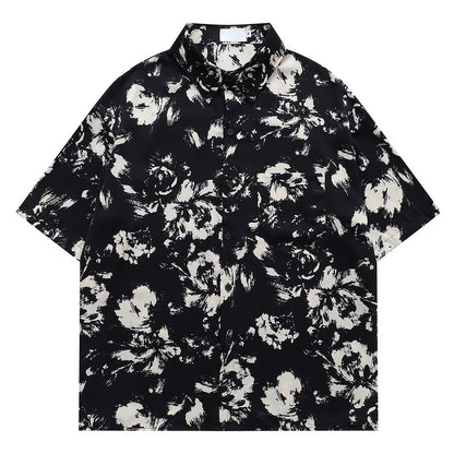 Shirt Unisex Short Sleeve Hawaiian Trendy Loose Casual Half-Sleeve