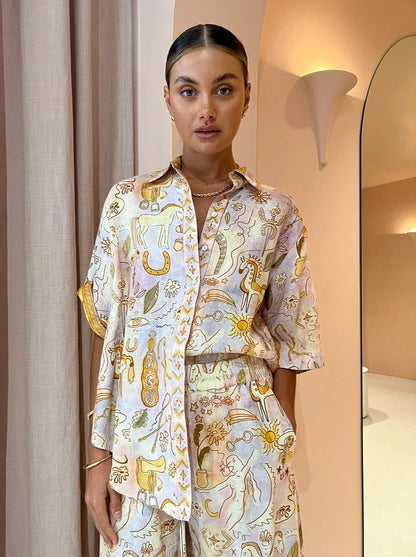 Casual Pocket Half-Sleeve Set INS Loose Fashion Women's Two-Piece Suit