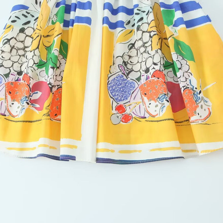 Zomerse met fruitprint klassieke en veelzijdige chiffonjurk
