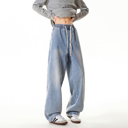 Vintage gewassen herenjeans met rechte pijpen