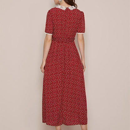 Summer Short Sleeve Dress Western Style Floral Temperament Long Skirt