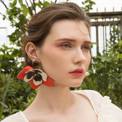 Boho etnische grote bloemvormige hangende oorbellen voor dames