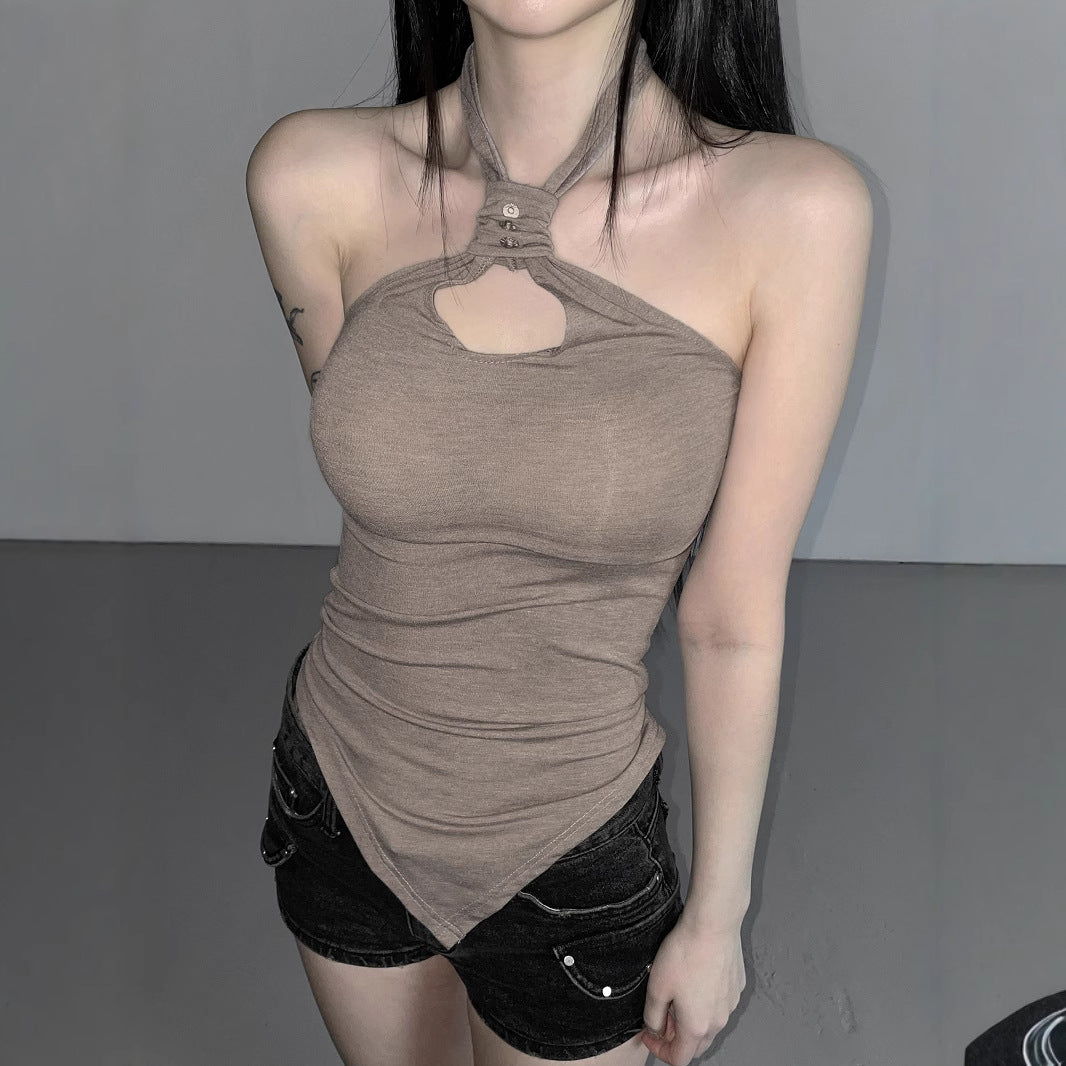 Street Style Irregular Strapless Tank Top for Women Versatile Back Top
