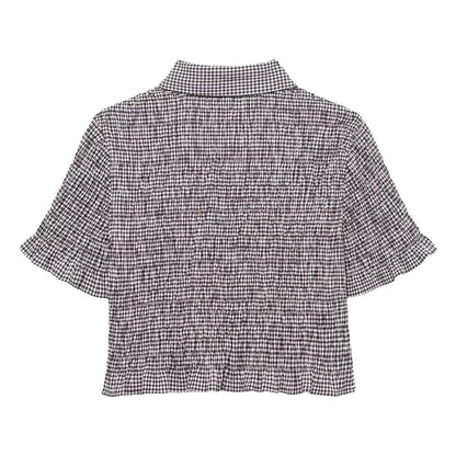 Summer European and American new fashionable small plaid short sleeved shirt