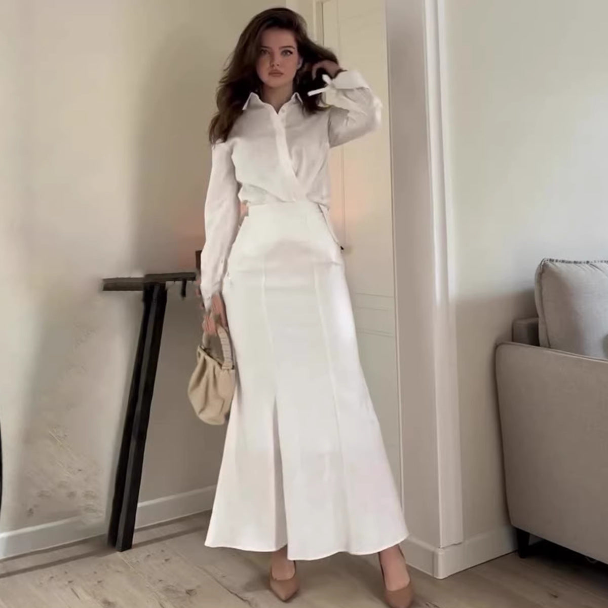 Summer Women's Elegant Casual Two-Piece Set Office Commute Style Long Dress Breathable