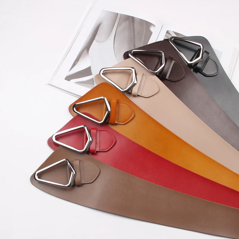 Irregular Spring Suit Shirt Women Waist Belt Real Leather Cinch Strap Cowhide Cowskin Waistband  Belt