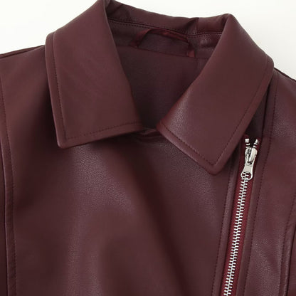 Collar motorcycle leather jacket