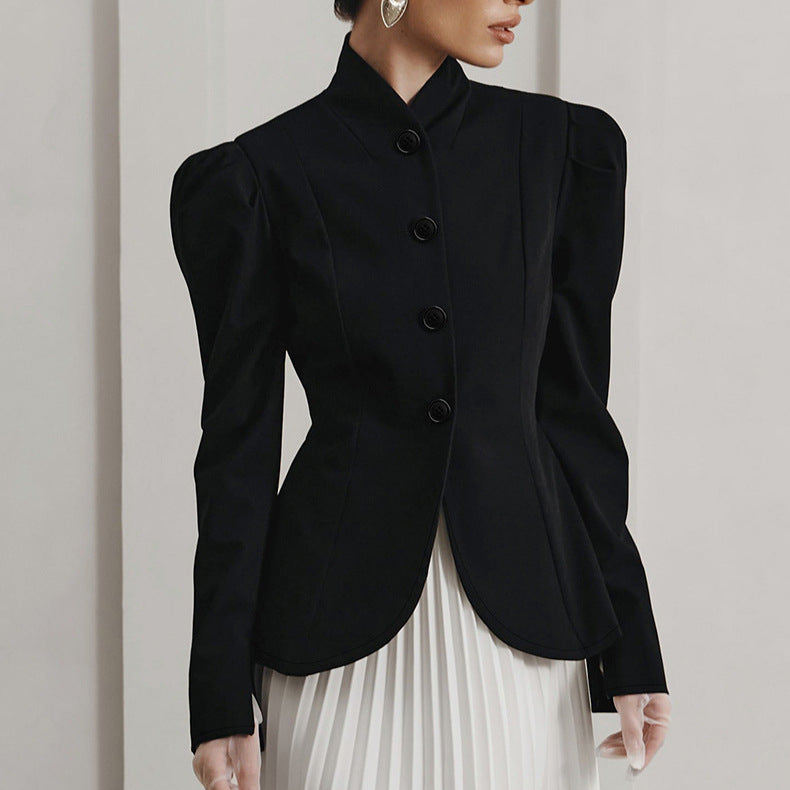 Autumn and Winter Elegant Commuting Bubble Sleeves Small Fragrant Coat for Women