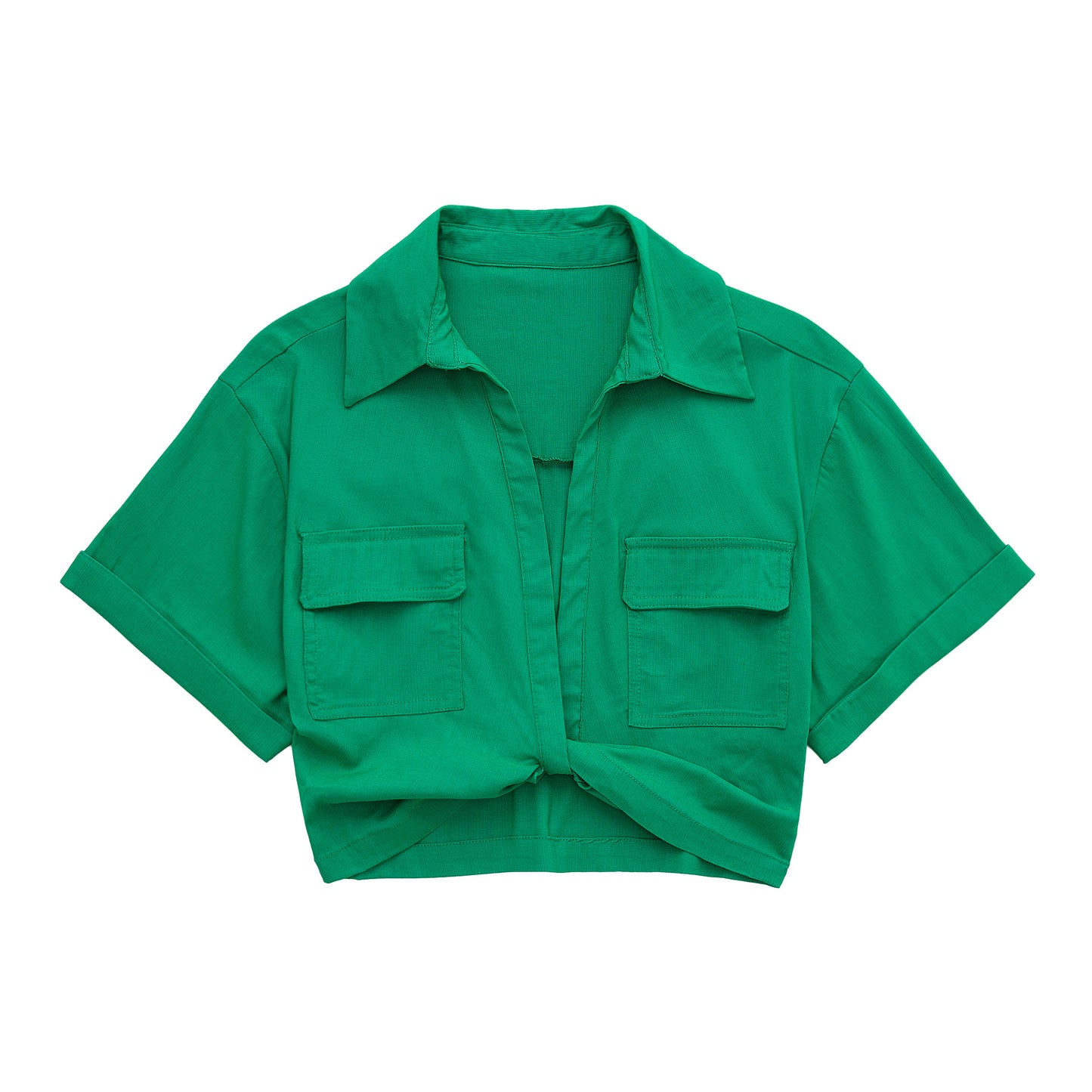 Summer New Stretch Linen Blend Multicolor Cropped Shirt Women