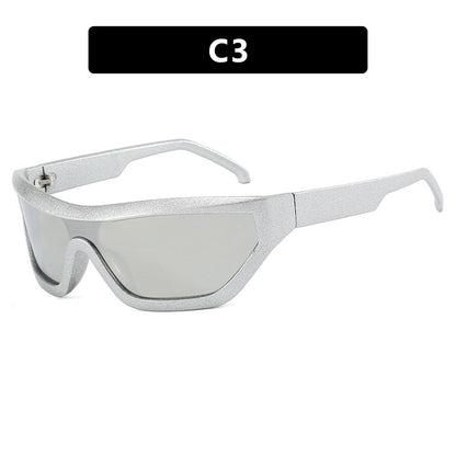 Conjoined Y2K Sunglasses Hip Hop Hot Girl Sunglasses Bounce Di Sunglasses Personalized Outdoor Street Shooting Sunglasses Narrow Frame