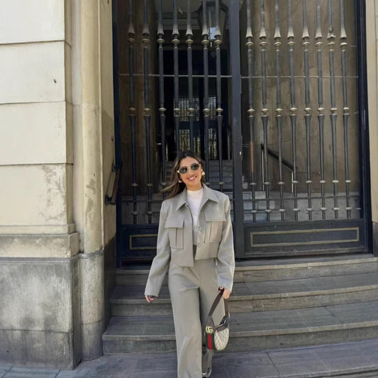 Women's Jacket + Long Straight Pants Suit