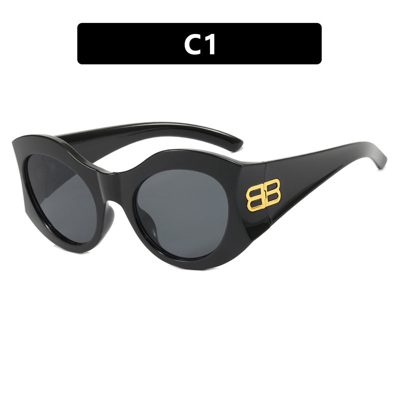 Grote montuur letter B high-end modeshow zonnebril unisex