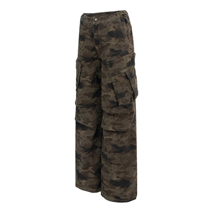 Geplooide camouflage cargo broek voor dames