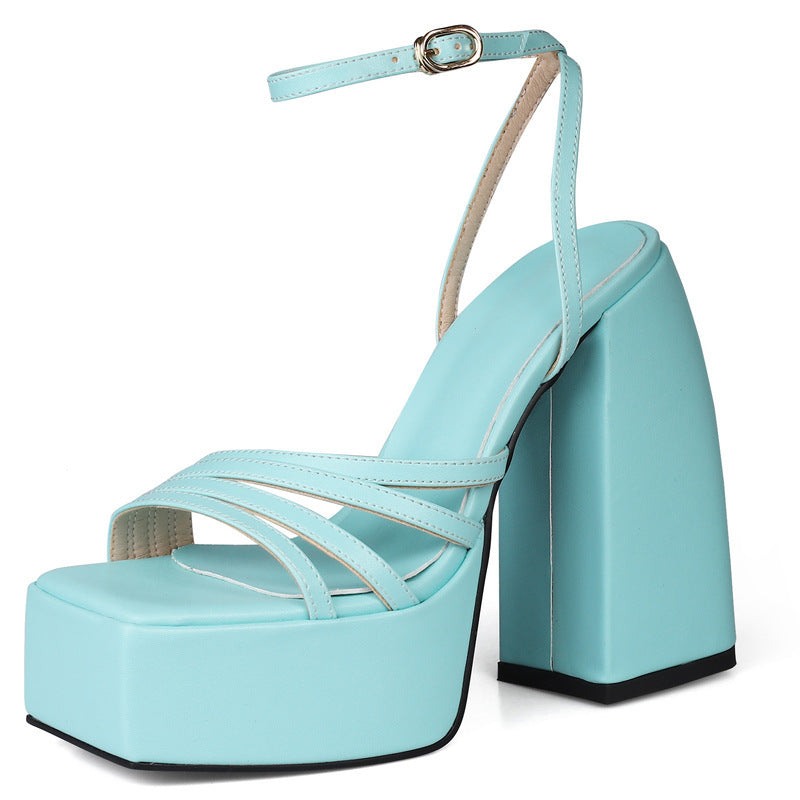 Summer Chunky High Heel Open Toe Sandals For Women Plus Size 40-46