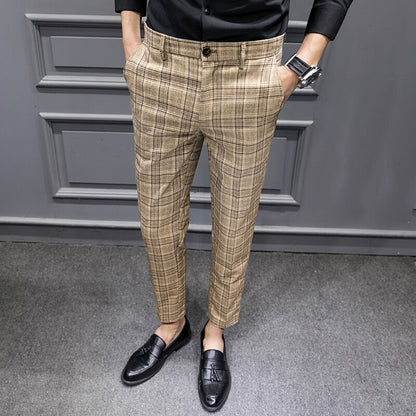 Britse stijl geruite cropped pantalon voor heren