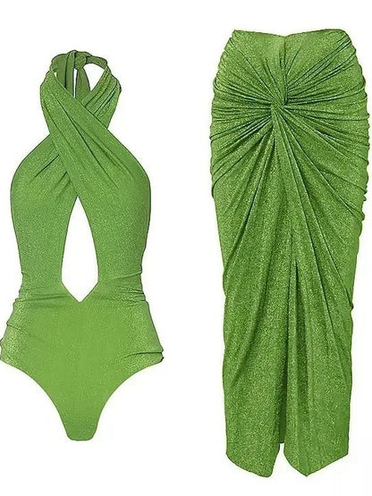 New Women's swimsuit set Vacation One Piece Cover Up Swimwear Beachwear Bathing Suit Monokini Women bikinis sets two-pieces