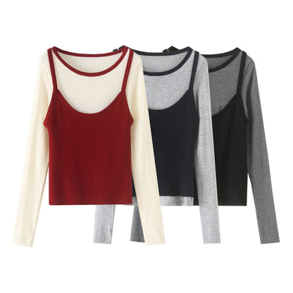 2-delige slingtop met ronde hals en lange mouwen