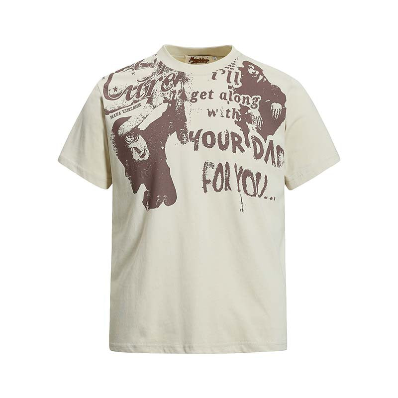 Character Graffiti Letter Printed Short Sleeve