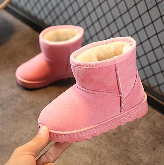 Winter Kids Fashion snow boots thick Child cotton shoes warm plush soft bottom girls short boots ski boot baby toddler boots