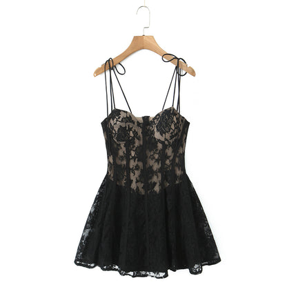 Lace patchwork camisole skirt
