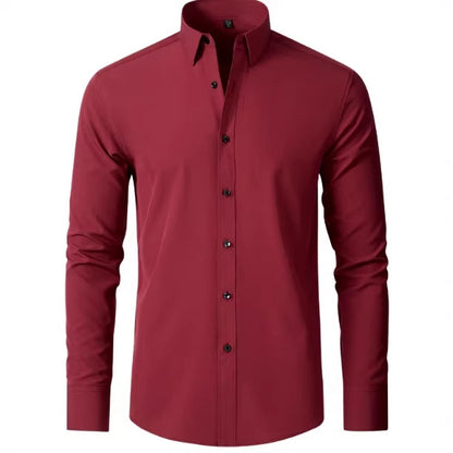Cotton Long Sleeve Shirt Men's Stretch Non-Iron Dress Shirt  Size Business Casual Shirt