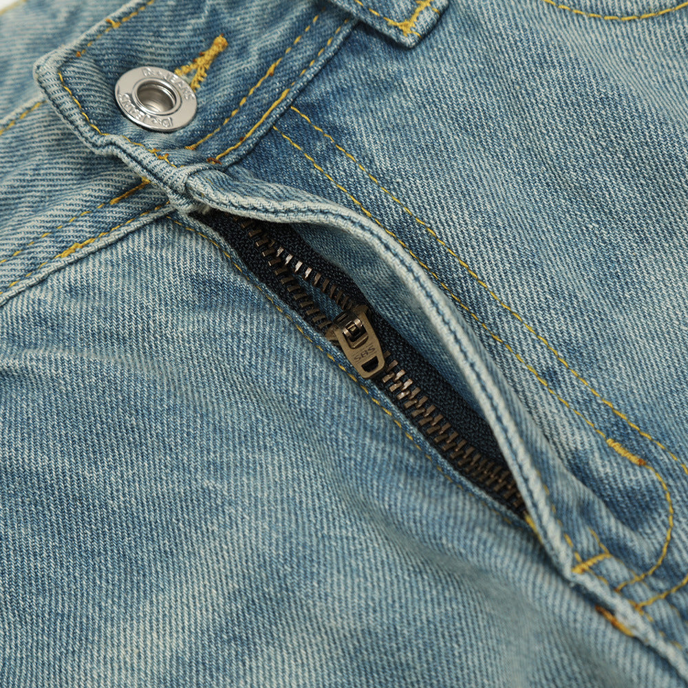 Washed denim pants