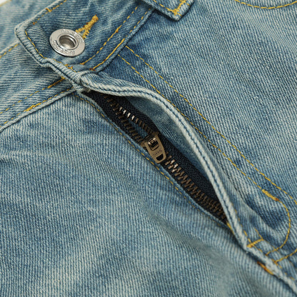 Washed denim pants