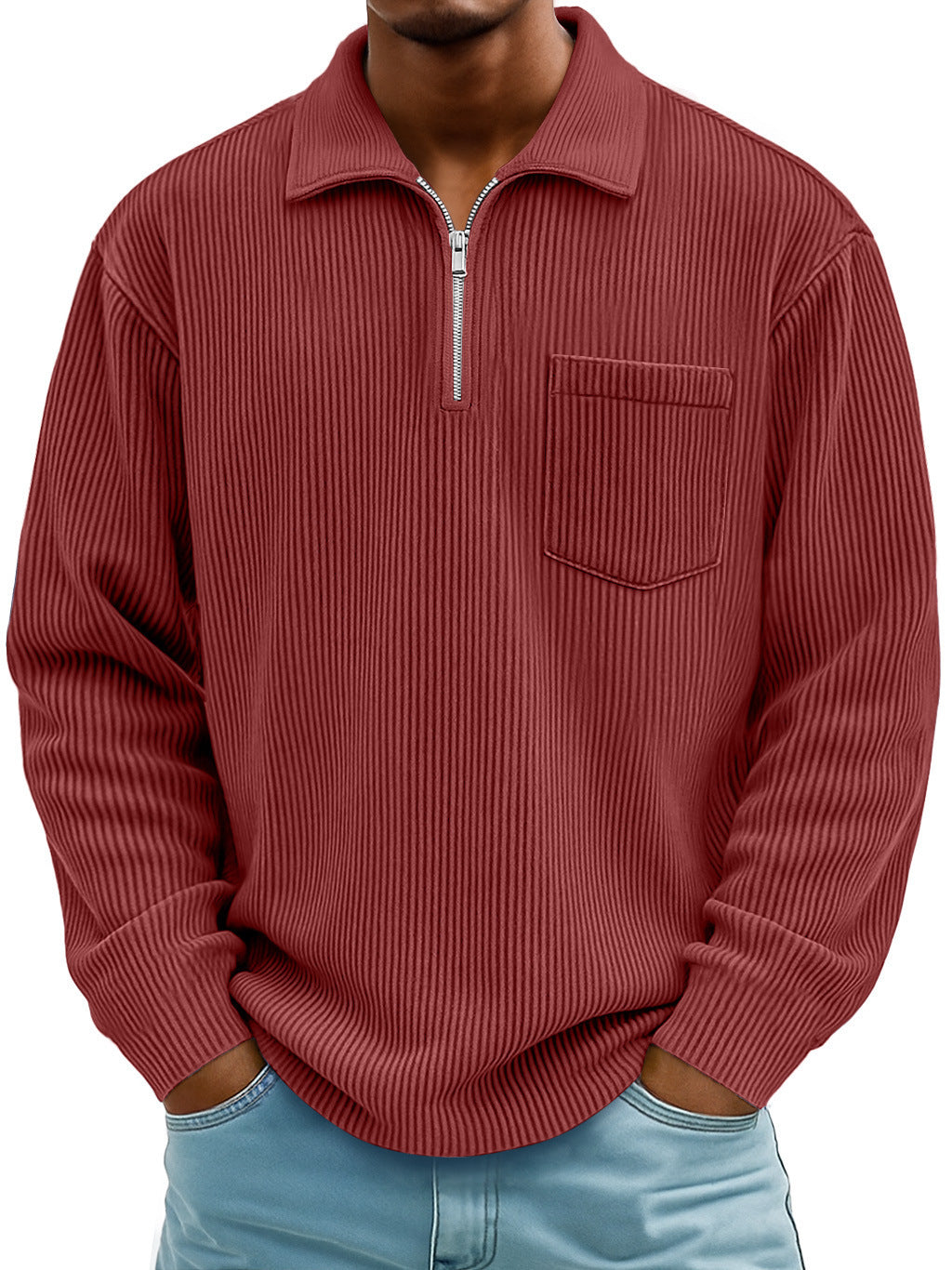 Zipper long sleeved pullover top