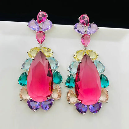 Bilincolor Cubic Zirconia Red Earring for Women Wedding