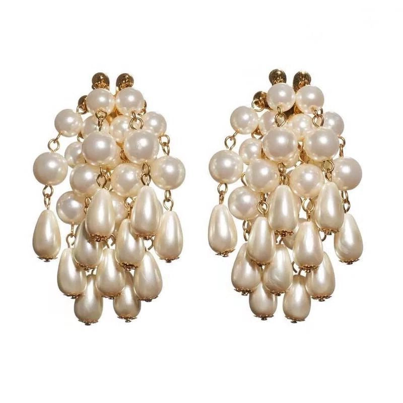 Statement Large Strands Pearl Tassel Earrings For Women Personality New Creative Bridal Wedding Party Jewelry Wholesale
