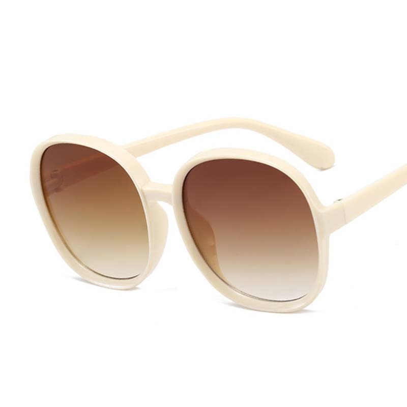 New Round Frame Sunglasses Women Retro Brand Designer Brown Black Oversized Lady Sun Glasses Female Fashion Outdoor Driving