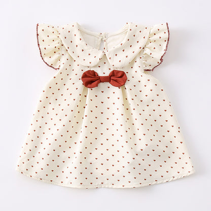 Baby Girl Princess Romper with Heart Polka Dots