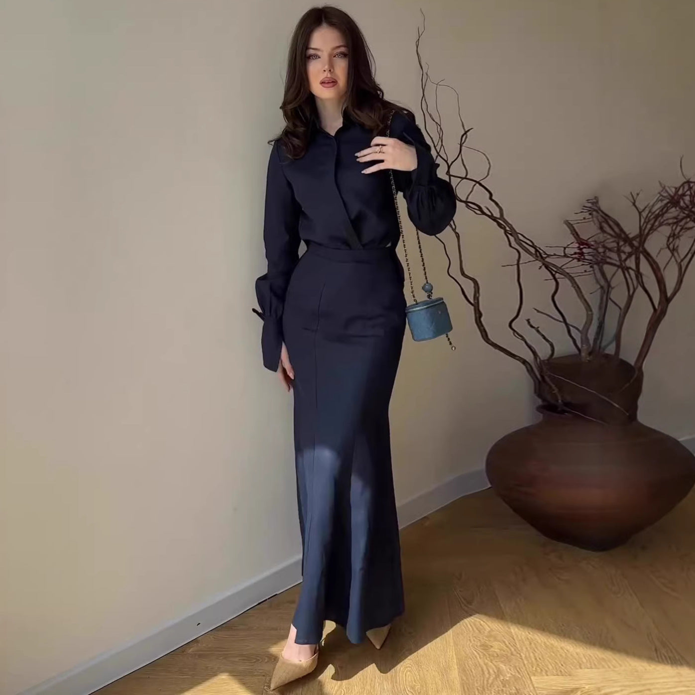 Summer Women's Elegant Casual Two-Piece Set Office Commute Style Long Dress Breathable