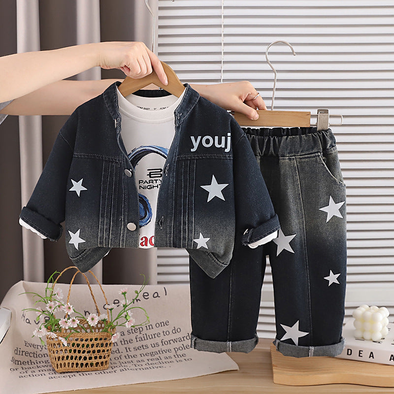 Baby/Child Spring/Autumn Cowboy Long Sleeve Three Piece Set