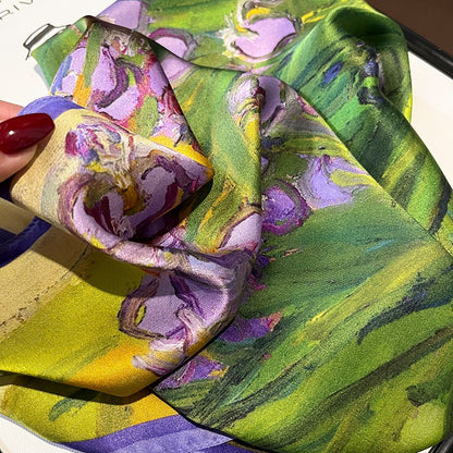 Countryside style spring and summer purple tulip silk scarf  women's scarf neck protection scarf