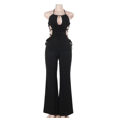 Hot girl slim fit sexy waist hollow jumpsuit