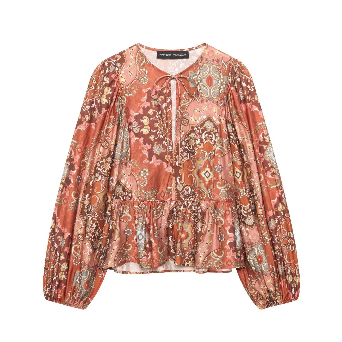 Retro-stijl bedrukte blouse met zoom